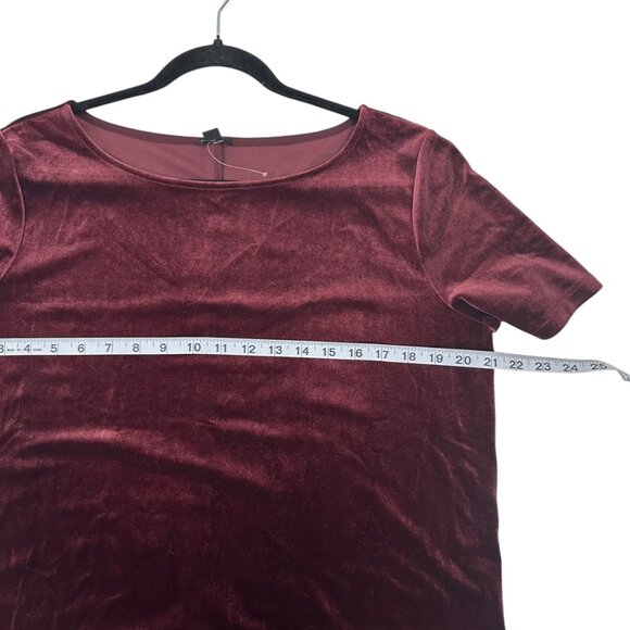Ann Taylor Women SZ L Velvet Burgundy Short Sleeve Top Basic Stretch - Picture 4 of 11
